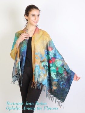 Bertrand-Jean Redon: Ophelia Among the Flowers Oil Painting Scarf